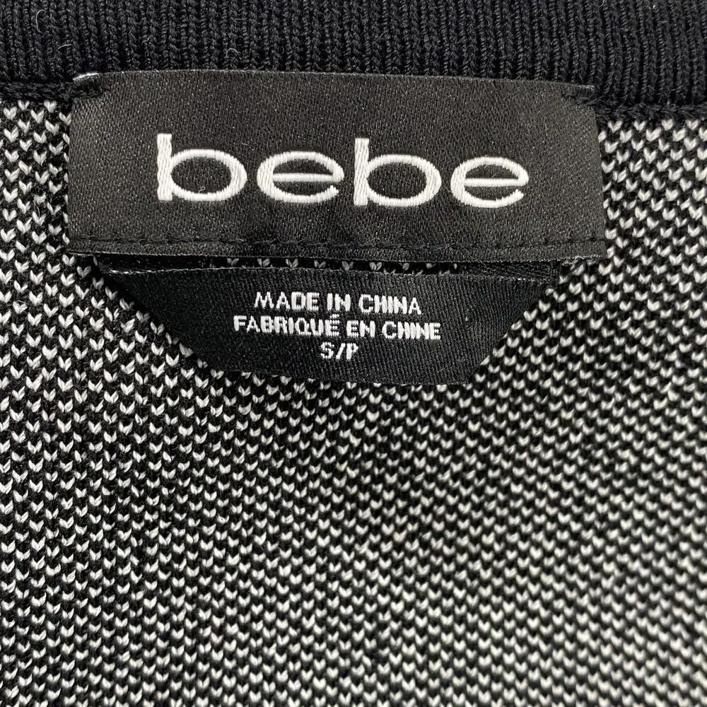 bebe Black White Colorblock Long Sleeve Crop Top Small